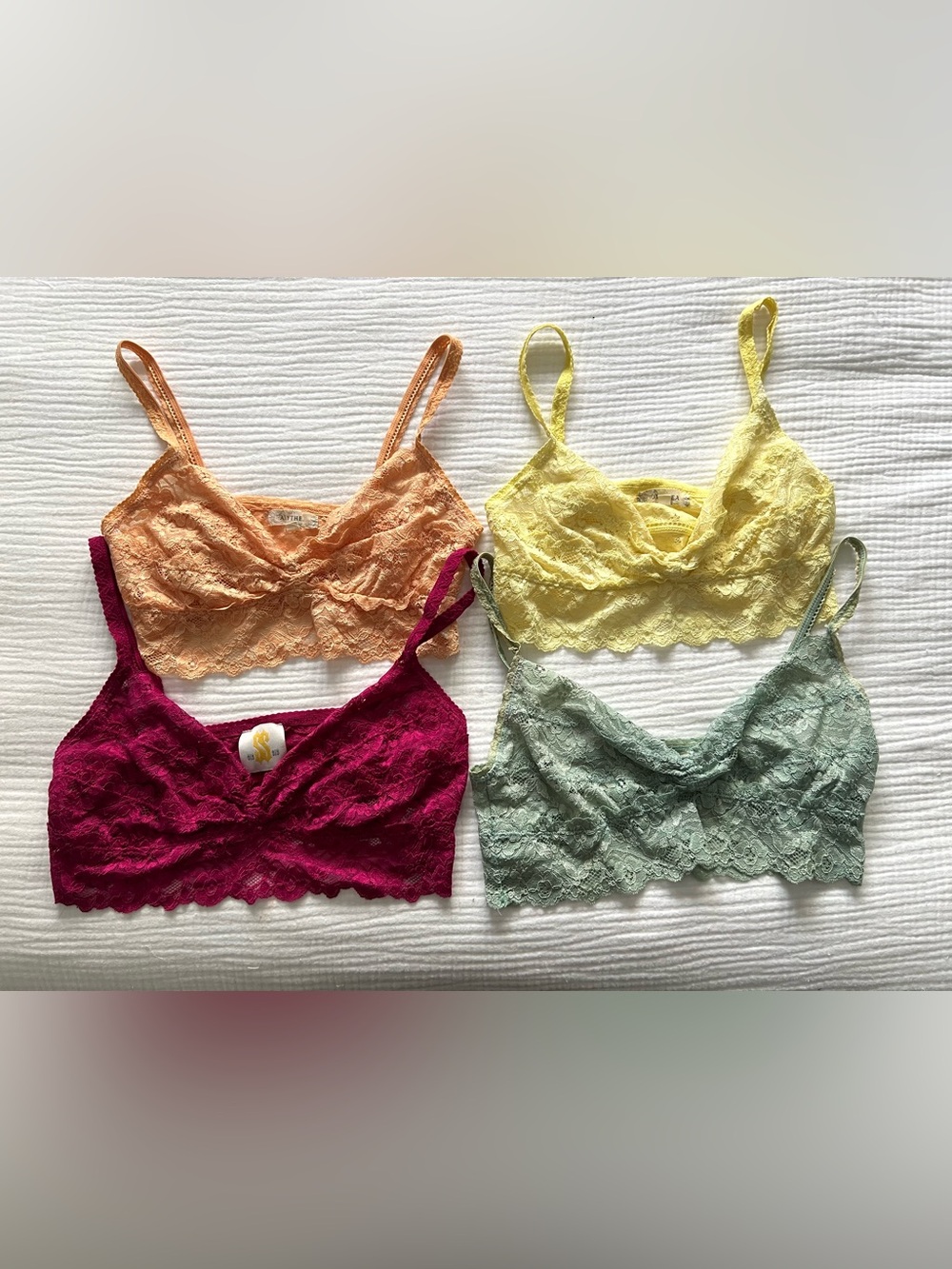 Lace Bralette Set — Yellow, Peach, Fuchsia, Sage